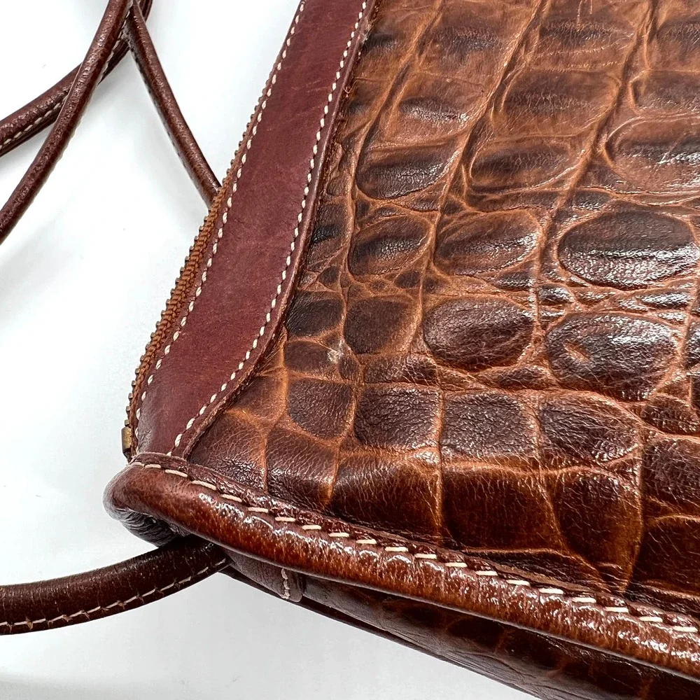 BRAHMIN Vintage Alligator Crossbody Bag Womens Brown Leather Embossed Crocodile - Picture 14 of 16